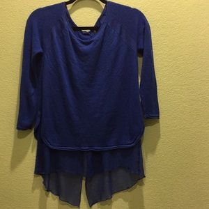 Elie Tahari merino wool/georgette silk top sweater vintage